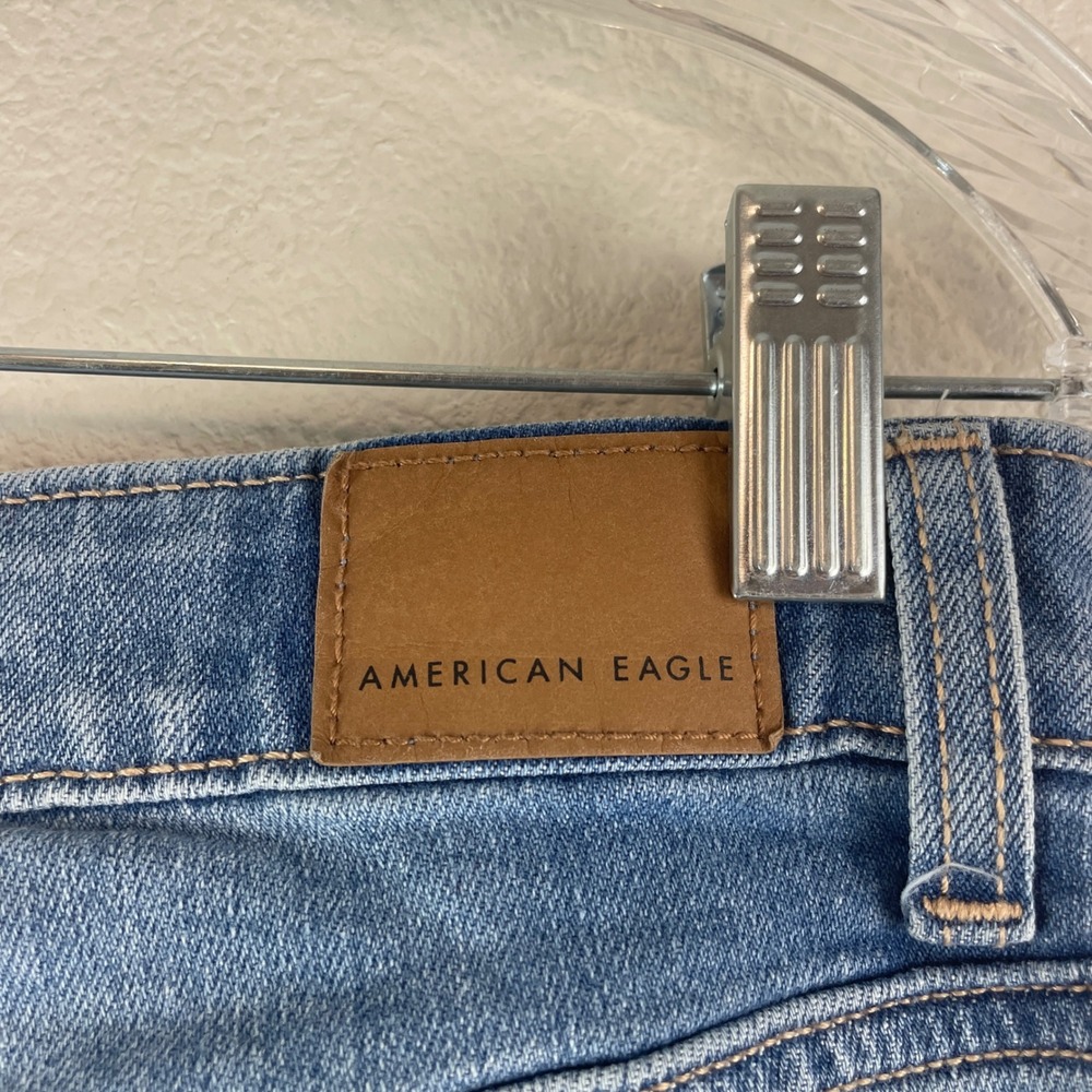 American Eagle Baggy Wide Leg Jeans Womens 2 Blue Super High-Rise Dreamy Drape - Picture 5 of 12